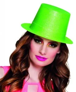 Hoge Hoed Glitter Neon Groen