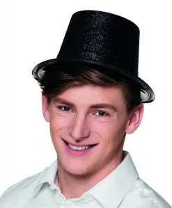 Hoge Hoed Glitter Zwart