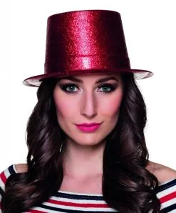 Hoge Hoed Glitter Rood