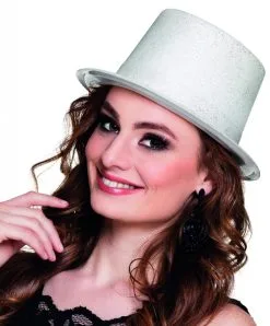 Hoge Hoed Glitter Wit