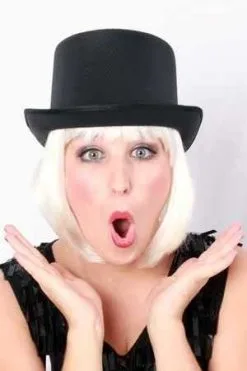 Hoge Hoed Zwart Satijn De Luxe