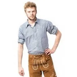 100% Katoenen Oktoberfest Overhemd Blauw